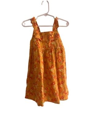 Kidgets Orange Floral Ruffle-Strap Sundress - EUC